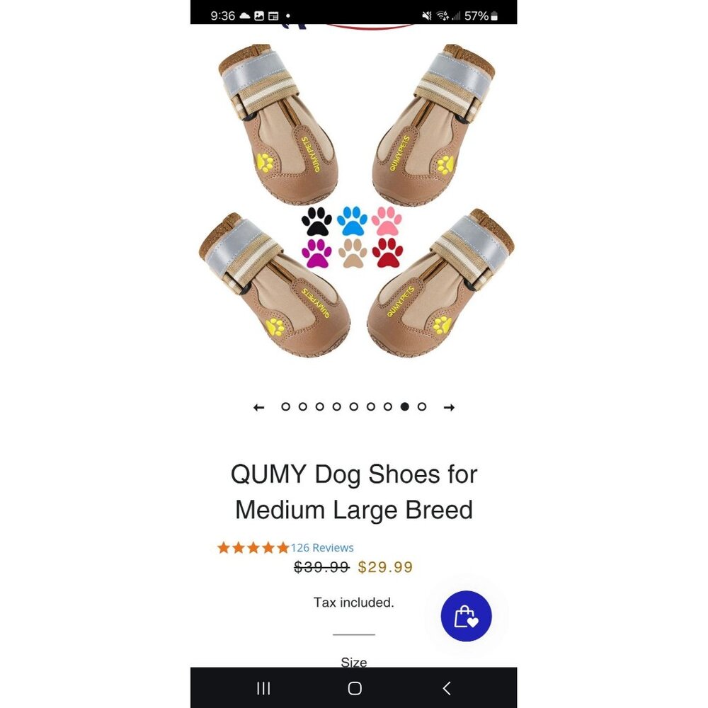 QUMY Dog Shoes for Medium Large Breed Size 7
